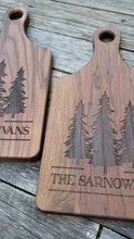 Load image into Gallery viewer, 2 Pack of Personalized 13 1/2&quot; x 7&quot; Walnut Paddle Shape Cutting Board
