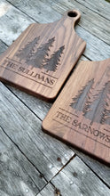 Load image into Gallery viewer, 2 Pack of Personalized 13 1/2&quot; x 7&quot; Walnut Paddle Shape Cutting Board
